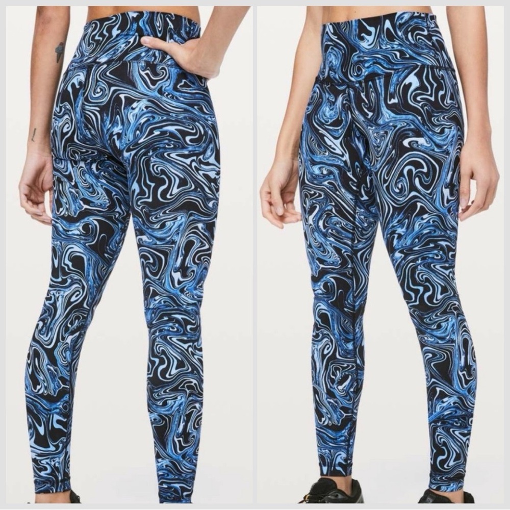 Lululemon Lab Wunder Under High Rise Tight Suminagashi Serene Blue Leggings 4